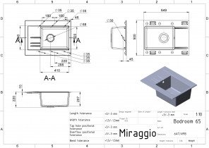 Miraggio - Kuhinjski sudoper Bodrum 650 - crni