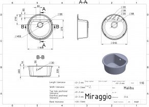 Miraggio - Kuhinjski sudoper Malibu - crni