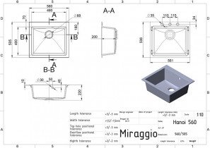 Miraggio - Kuhinjski sudoper Hanoj 560 - bijeli