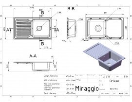 Miraggio - Kuhinjski sudoper Orlean - crni