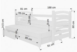 ADRK Furniture - Krevet Avila 75x180 cm s dodatnim ležajem - Joha