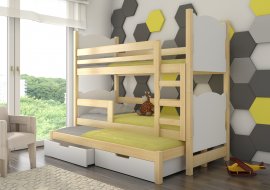 ADRK Furniture - Krevet na kat Leticia 75x180 cm s dodatnim ležajem - borovina