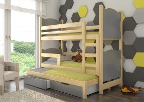 ADRK Furniture - Krevet na kat Leticia 75x180 cm s dodatnim ležajem - borovina