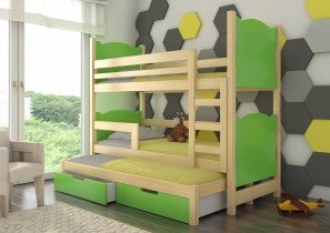 ADRK Furniture - Krevet na kat Leticia 75x180 cm s dodatnim ležajem - borovina