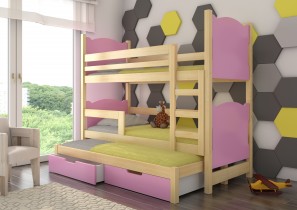 ADRK Furniture - Krevet na kat Leticia 75x180 cm s dodatnim ležajem - borovina
