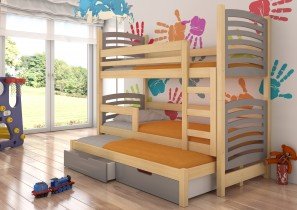 ADRK Furniture - Krevet na kat Soria 75x180 cm s dodatnim ležajem - borovina