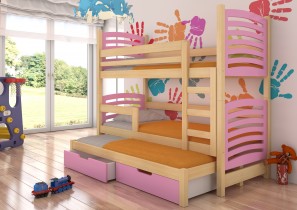 ADRK Furniture - Krevet na kat Soria 75x180 cm s dodatnim ležajem - borovina