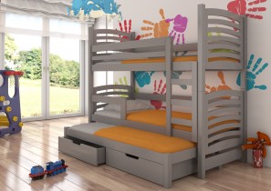 ADRK Furniture - Krevet na kat Soria 75x180 cm s dodatnim ležajem - bijela