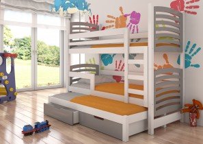 ADRK Furniture - Krevet na kat Soria 75x180 cm s dodatnim ležajem - bijela