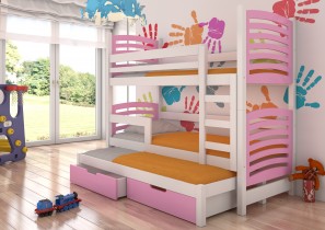 ADRK Furniture - Krevet na kat Soria 75x180 cm s dodatnim ležajem - bijela