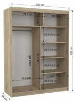 ADRK Furniture - Ormar s kliznim vratima Florento - 150 cm