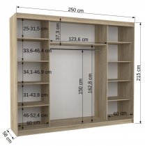ADRK Furniture - Ormar s kliznim vratima Anton - 250 cm - sonoma hrast