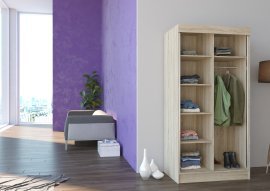 ADRK Furniture - Ormar s kliznim vratima Boston mat bijela ili hrast sonoma 100x200x62 cm