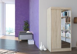 ADRK Furniture - Ormar s kliznim vratima Oslo mat bijela ili hrast sonoma - 100 cm
