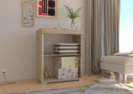 ADRK Furniture - Regal Cezar s kliznim vratima, hrast sonoma ili mat bijela barva