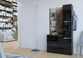 ADRK Furniture - Hodnik Gilbert pepeljasta i visoki sjaj crna