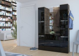 ADRK Furniture - Hodnik Sedona pepeljasta siva i visoki sjaj crna
