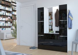 ADRK Furniture - Hodnik Sedona mat bijela i visoki sjaj crna