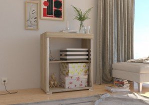 ADRK Furniture - Regal Jurand s kliznim vratima, hrast sonoma ili mat bijela barva