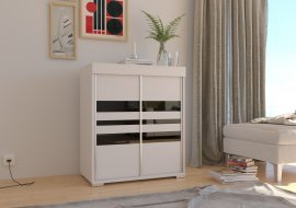 ADRK Furniture - Regal Hugo hrast sonoma s kliznim vratima, ili mat bijela barva