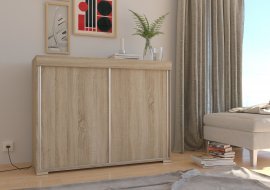 ADRK Furniture - Regal Eden s kliznim vratima, hrast sonoma ili mat bijela barva