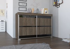 ADRK Furniture - Regal Capitio s kliznim vratima, pepeljasta 