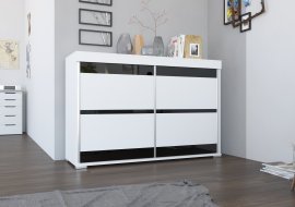 ADRK Furniture - Regal Capitio s kliznim vratima, hrast sonoma ili mat bijela 