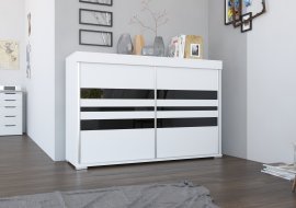 ADRK Furniture - Regal Laris s kliznim vratima, hrast sonoma ili mat bijela 