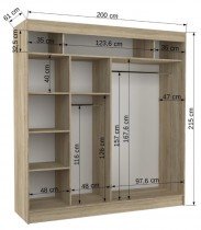 ADRK Furniture - Ormar s kliznim vratima Gilton - 200 cm