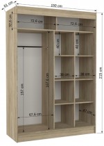 ADRK Furniture - Ormar s kliznim vratima Balton - 150 cm