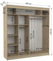 ADRK Furniture - Ormar s kliznim vratima Karen - 200 cm