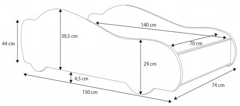 ADRK Furniture - Dječji krevet Batcar - 70x140 cm