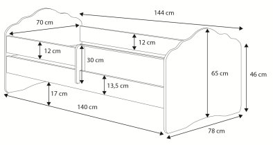 ADRK Furniture - Dječji krevet Casimo s motivom - 70x140 cm