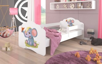 ADRK Furniture - Dječji krevet Casimo s ogradom i motivom - 70x140 cm