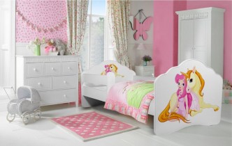 ADRK Furniture - Dječji krevet Casimo s ogradom i motivom - 70x140 cm