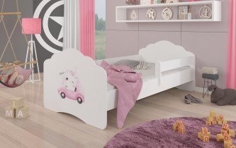 ADRK Furniture - Dječji krevet Casimo s ogradom i motivom - 70x140 cm