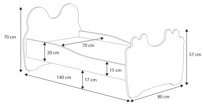 ADRK Furniture - Dječji krevet Medvjedić - 70x140 cm