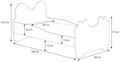 ADRK Furniture - Dječji krevet Medvjedić - 80x160 cm