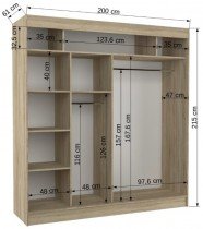 ADRK Furniture - Ormar s kliznim vratima Batia - 200 cm