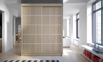 ADRK Furniture - Ormar s kliznim vratima Luft - 150 cm - sonoma hrast