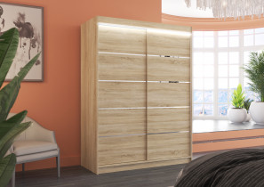 ADRK Furniture - Ormar s kliznim vratima Luft - 150 cm - sonoma hrast