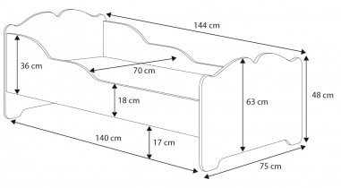 ADRK Furniture - Dječji krevet Ximena s motivom - 70x140 cm
