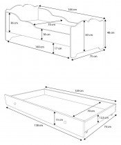 ADRK Furniture - Dječji krevet Ximena s motivom - 70x140 cm + ladica