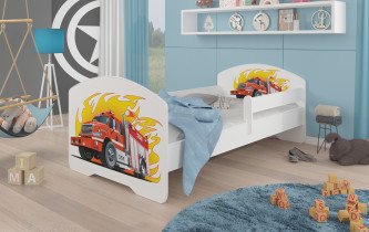 ADRK Furniture - Dječji krevet Pepe grafika - 70x140 cm s ogradom