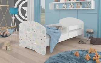 ADRK Furniture - Dječji krevet Pepe grafika - 70x140 cm s ogradom