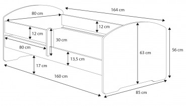 ADRK Furniture - Dječji krevet Pepe grafika - 80x160 cm