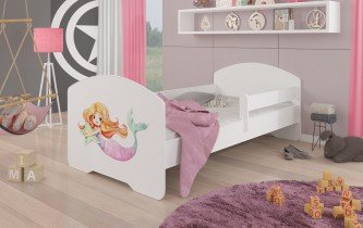 ADRK Furniture - Dječji krevet Pepe grafika - 80x160 cm s ogradom