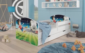 Dječji krevet Pepe grafika - 70x140 cm s ogradom i ladicom