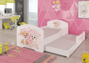 ADRK Furniture - Dječji krevet Pepe II grafika s dodatnim ležajem - 80x160 cm