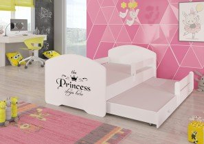 ADRK Furniture - Dječji krevet Pepe II grafika s dodatnim ležajem - 80x160 cm s ogradom